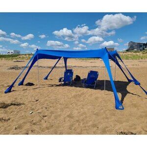 Beach Tent, Camping Sun Shelter UPF50+ with 8 Sandbags, Sand Shovels